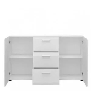 קומודה רחבה עם מגירות ודלתות – דגם MERANO, לבן מבריק