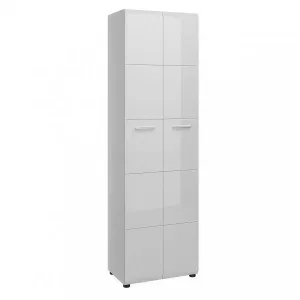 ארון בגדים דו-דלתי עם מתלה ומדפים – דגם MERANO, לבן מבריק