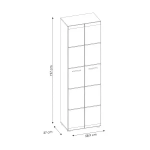 ארון בגדים דו-דלתי עם מתלה ומדפים – דגם MERANO, לבן מבריק