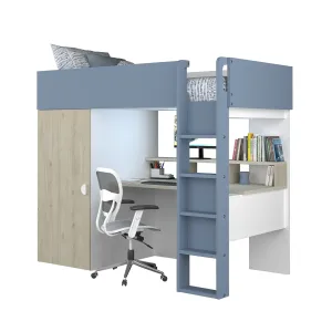 מיטת גלריה FLOW לילדים עם שולחן וארון | 90×200