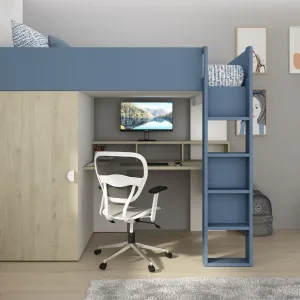 מיטת גלריה FLOW לילדים עם שולחן וארון | 90×200