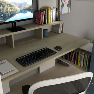 מיטת גלריה FLOW לילדים עם שולחן וארון | 90×200