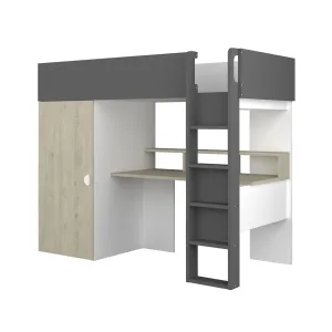 מיטת גלריה לילדים FLOW Shade עם שולחן וארון | 90×200