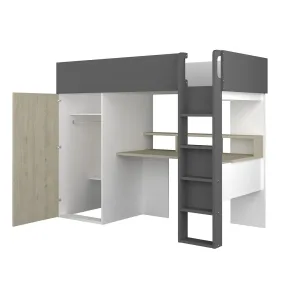 מיטת גלריה לילדים FLOW Shade עם שולחן וארון | 90×200