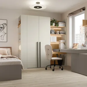 כוננית פתוחה WO-04 בצבע שמפניה / אקליפטוס – עם תאורה מובנית