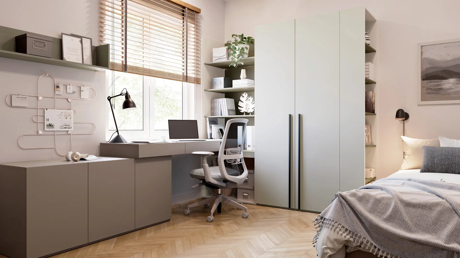 שולחן כתיבה וארון בגדים בחדר נוער בעיצוב מודרני מקולקציית WOW של LENART