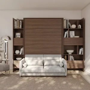 מיטה זוגית מתקפלת לקיר 140×200 ס״מ בגוון אלון ארטיזן | BC-01 | Bed Concept | Lenart
