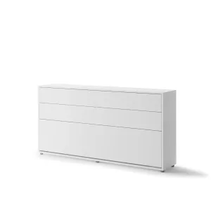 מיטת יחיד מתקפלת לקיר אופקית 90×200 בצבע לבן | BC-06| Bed Concept | Lenart