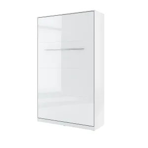 מיטה וחצי מתקפלת לקיר אנכית 120×200 בגימור לבן מבריק | CP-02 | Concept Pro | Lenart