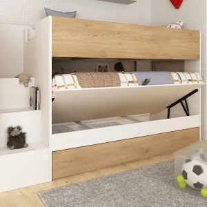 מיטת קומותיים עם ארגז מצעים 90×200 ס"מ לבן/טורו | Trasman | Easy Storage