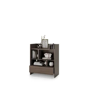 ספרייה נמוכה עם ארבעה מדפים ומגירה Lenart Bed Concept BC-25 בגימור אלון דונין
