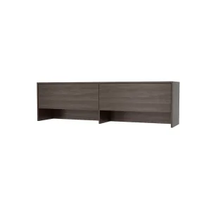 יחידת אחסון עילית Lenart Bed Concept BC-09 בגוון אלון דונין, מבט סגור עם שתי דלתות קלפה ושתי נישות פתוחות